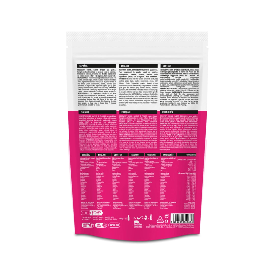 226ERS RECOVERY DRINK - Grass Fed Protein - Muscle Recuperator - 1 kg - Strawberry