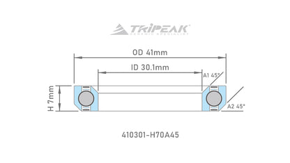 TriPeak Headset Bearing - Black Oxide Coating (OD:41xID:30.1xH:7 xA:45° /45°) - Foil/Addict/CR1