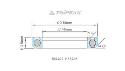 TriPeak Headset Bearing - Black Oxide Coating (OD:51xID:40xH:6.5 xA:36° /45°) - Madone