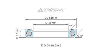 TriPeak Headset Bearing - Black Oxide Coating (OD:52xID:40xH:6.5 xA:45°/45°) - Foil