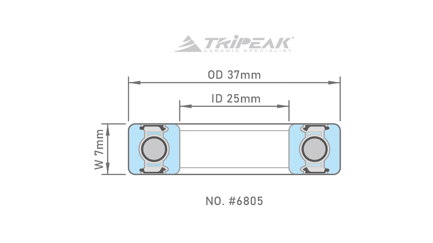 TriPeak Hub Bearing #6805 ( 25 x 37 x 7 mm)