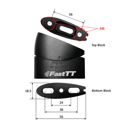 FastTT - Adjustable Angled Riser - M6 (6mm)