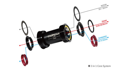 TriPeak Jetstream Pro Bottom Bracket BB Right Road Shimano/Sram DUB/Rotor 3D+