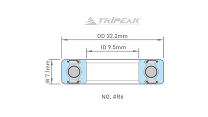 TriPeak Hub Bearing #R6 (9.525 x 22.225 x 7.142 mm)