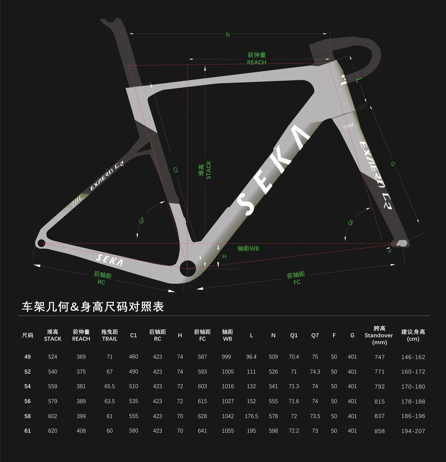 Seka Bikes - ExAero GR RDC - Stardust Silver Frameset