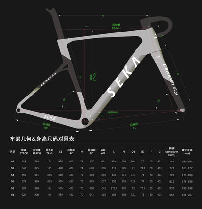 Seka Bikes - ExAero GR RDC - Stardust Silver Frameset