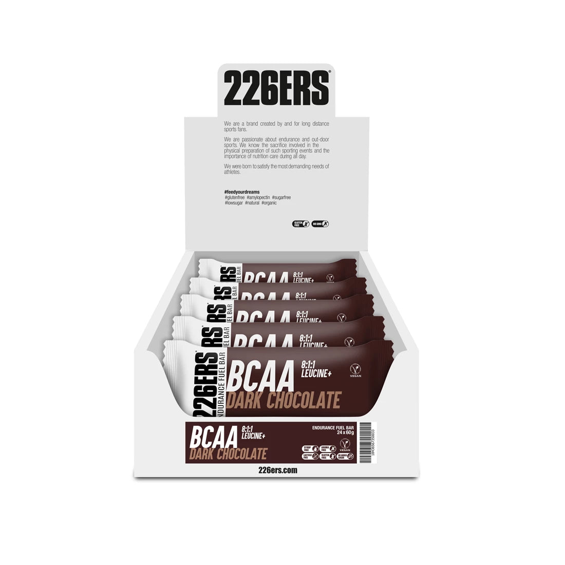 226ERS ENDURANCE FUEL BAR BCAA - Energy Vegan Bar - Dark Chocolate - BOX 24un