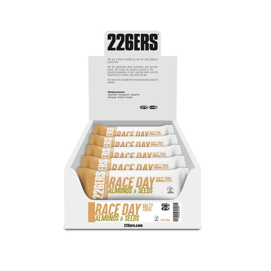 226ERS RACE DAY BAR SALTY TRAIL - Energy Bar with Sodium 40g - Almonds & Seeds - BOX 30un